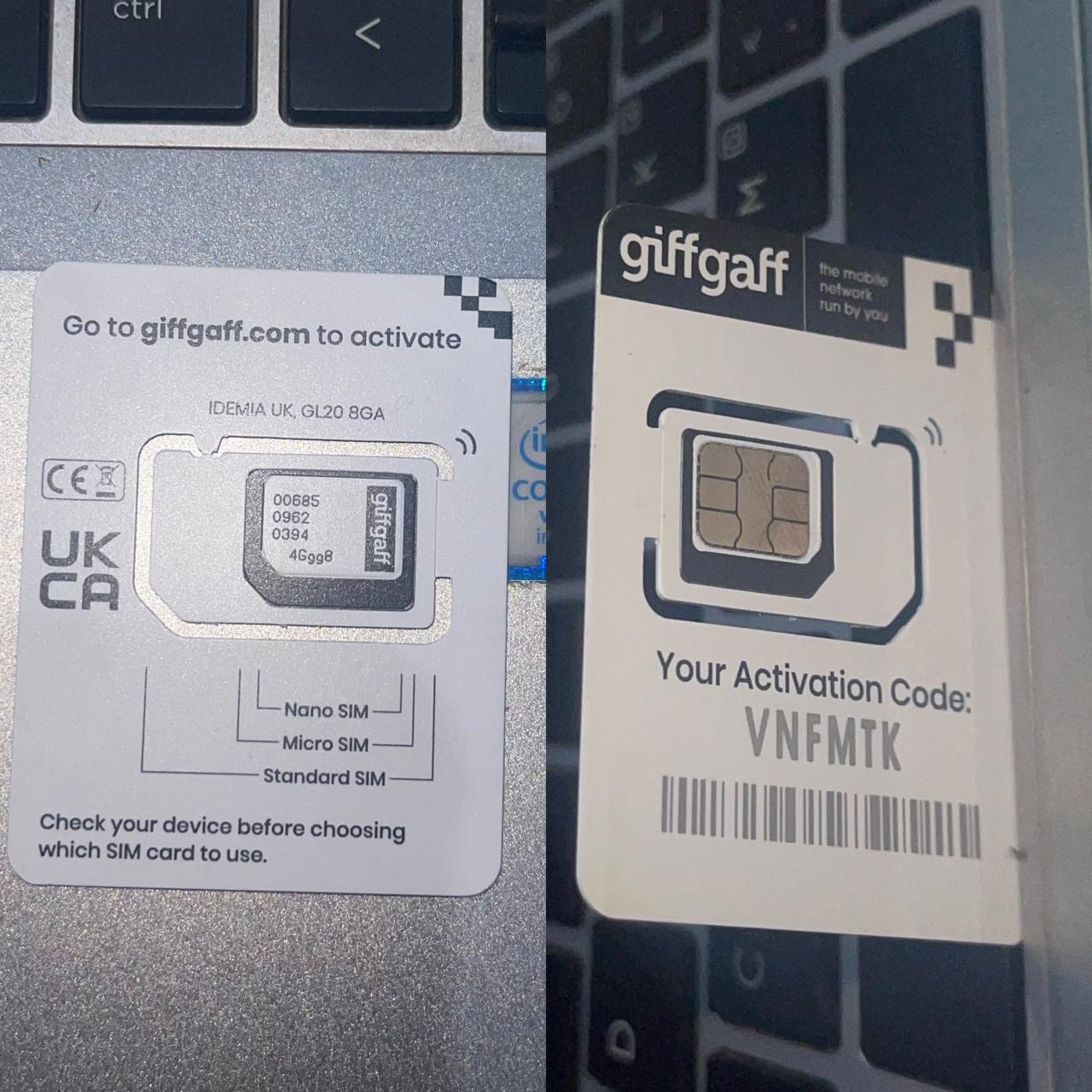 Giffgaff Uk Sim for OTP